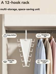 1/3pcs Multi-Hook Space-Saving Hanger, Foldable Multi-Layer Clothing Storage Hook, Closet Organizer, Multi-Function Hat, Belt, Tie, Accessory Hanging Rack - View 3
