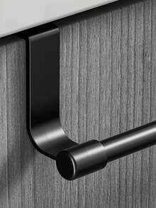 Black Iron Single Bar Towel Rack, Cabinet Door Back Hanging Rack, Cabinet Door Dishcloth Storage Rack, No Drill Towel Bar, Bathroom Towel Storage Rack, Kitchen And Bathroom Space-Saving Towel Bar, Kitchen Gadgets, Kitchen Accessories - Black - View 6