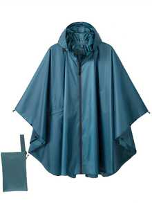 1pc Unisex Hooded Raincoat With Pocket & Carrying Bag, Lightweight Zip-Up Poncho Style Rain Coat, Suitable For Hiking & Camping - Multicolor - View 15