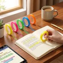 5 Colors Transparent Fluorescent Marking Tape, Writable Highlight Stickers For Student Reading Notes, Classification Index Tabs, Office And Study Stationery - Sets - View 3