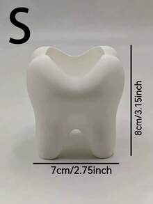 1pc Cute Tooth-Shaped Holder, Desktop Bathroom Storage Rack, Can Store Toothbrush, Toothpaste And Small Bathroom Accessories - White - View 6