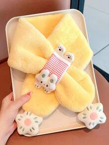 1pc Girls Rabbit Plush Scarf - Cartoon Cross Collar Neck Warmer, Outdoor Travel Scarf - Multicolor - View 9