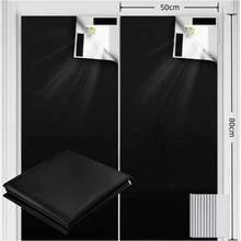 100% Blackout Fabric Self-Adhesive Sunshade Curtain, Balcony UV Protection Blackout Blind, Freely Cuttable To Fit Various Window Shapes, Customizable Size, Suitable For Multiple Scenarios, No Drilling Required, Portable - Black 1pc - View 4