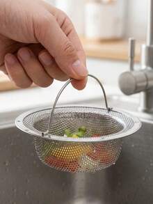 1pc Kitchen Sink Strainer Basket, Stainless Steel Fine Mesh Sink Filter With Handle, Anti-Clogging Food Catcher Drain Strainer For Kitchen Sinks, Fits Most Standard Sink Drains, Heavy Duty & Rust-Resistant - Multicolor - View 2