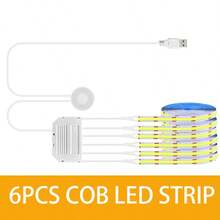 Hand Wave Activated COB LED Cabinet Lights, USB Powered, One Sensor Controls Multiple Light Strips, 2 Color Temperatures Flexible Cuttable LED Strips For Display Showcase, Wardrobe - White - View 16