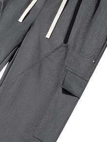 Vancamel Pulse Men's Pants Multi-Pocket Design Drawstring Long Pants Outdoor Casual Versatile Functional Style Cargo Pants - Dark Grey - View 5