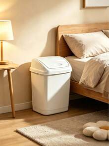 27L Large Capacity Plastic Trash Can, Swing Lid Design, Stable Structure, Space Saving, Suitable For Bedrooms, Offices, Bathrooms, Kitchens And Toilets, Ideal Household Essential - Random Color - View 8