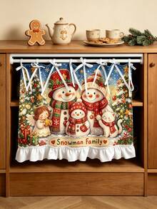 1PC Kitchen Curtain, Snowman Family Pattern Multi-Functional Protective Apron Curtain, Suitable For Oven Stove Cover, Cabinet Protection Board, Appliance Decorative Cover, Country Style And Daily Kitchen Decor, Heat-Resistant And Insulating Cover For Home Kitchen, Easy To Store, Beautiful - Multicolor - View 10