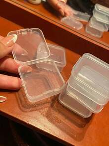 2pcs Transparent Plastic Square Boxes, 4.5cm/1.77in, Clear Storage Boxes With Hinged Lids, Small Bead Storage Boxes, Mini Organizer Boxes, Suitable For DIY Crafts, Jewelry And Other Small Items, Back To School Essential - Clear - View 5