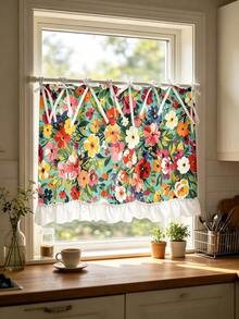 1PC Kitchen Curtain, Floral Pattern Multi-Functional Protective Curtain, Suitable For Stove Hood, Cabinet Protection Board, Appliance Decorative Cover, Country Style And Daily Kitchen Decor, Heat-Resistant Protective Cover For Home Kitchen, Easy To Use - Multicolor - View 8