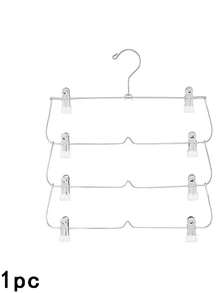 2/1pc White 4-Tier Foldable Clothes Hanger With Clips, Space-Saving Closet Storage Rack, Multi-Layer Metal Pants Rack For Skirts And Pants, Seamless Non-Slip Organizer For Multiple Underwear, Shorts, Skirts - Multicolor - View 13