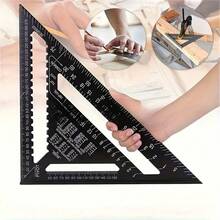 Regla cuadrada de aluminio de precisión - Regla triangular para carpintería, adecuada para carpintería, proyectos DIY, decoración del hogar y diseño, herramienta de medición, herramienta de carpintería, perfecta para entusiastas del DIY, herramienta de decoración del hogar, regla ligera - A - Ver 8
