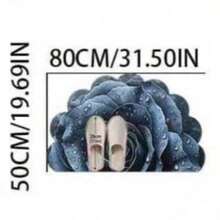 1pc Half-Bloom Dark Blue Rose Asymmetrical Shaped Bath Mat, Bathroom Rug, Doormat, Carpet, Area Rug, Personalized Carpet - Multicolor - View 13