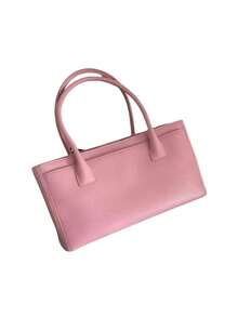 Tote Bag With Sleek Square Body, Dual Top Handles And External Pocket Design. Spacious Capacity To Store Books, Laptop And Other Personal Items. Minimalist Commuter Style Suitable For Daily Outings, Effortlessly Elevating Your Overall Outfit - Pink - View 2