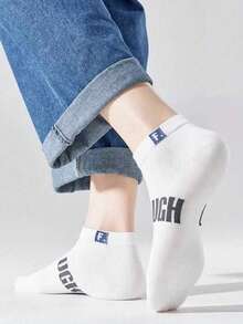 5 Pares de Meias Curtas Masculinas, Meias Invisíveis de Algodão, Cinza, Adequadas para Outono, Inverno, Primavera, Verão, Respiráveis e Absorventes de Umidade, Ideais para Esportes, Negócios, Casual e Mudanças de Estação - Multicolorido - Visão 2