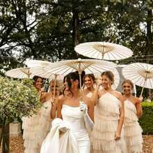 Multi-Piece Set, Various Sizes, Handmade Traditional Bridal Parasols, Halloween, Wedding Decor Accessories, Elegant Photography Props And Party Supplies. - White - View 3