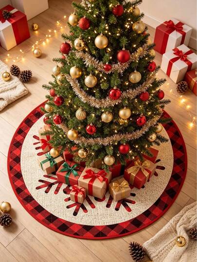 1 pieza de falda de árbol de Navidad con diseño de copo de nieve de 35 pulgadas, decoración navideña, decoración de la base del árbol de Navidad, decoración para fiestas navideñas, adecuada para reuniones familiares, fiestas del día de Navidad y decoración del hogar y jardín