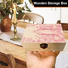 1pc Wooden Storage Box, Gift Storage Box, Prayer Box With Floral Pattern, Keepsake Box, Jewelry Organizer Box For Small Accessories, Keepsake Collection, Desktop Organizer, Rustic And Spiritual Home Decor - Multicolor - View 1