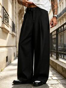 StraightLeg Straight-Leg All-Season Men's Casual Pocket Button Long Pants - Black - View 1