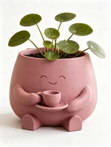 Cute Cat Smiling Face Planter - 3D Printed Mini Flower Pot, Plastic Indoor Plant Pot With Drainage Hole, Asymmetrical Shape Suitable For Home Office Desk Decor, Smiling Flower Pot Gift For Cactus And Small Plants - Promotional Item - View 8