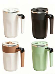 Car Cup Warmer & Cooler, Self-Stirring Coffee Mug With Fahrenheit Temperature Display, LED Digital Temperature Control, Rechargeable Stirring Cup With Lid, Automatic Self-Stirring, Suitable For Coffee, Milk And Other Beverages, Brown, Car Electronics - A - View 4
