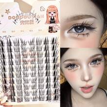 DOUDOUTIAN 48/80 Clusters Segmented Mermaid Winged False Lashes, Thick Slender Cold Elegant Look, 8-12mm Camera Ready Lashes For Shooting & Cosplay - C - View 10