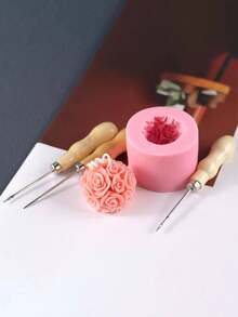 أداة ثقب الشموع DIY ذات ثقب دائري مخروطي، مثقاب يدوي كروشيه مع قالب سيليكون، أداة مساعدة عملية صغيرة لثقب الشموع من الخشب - تتوفر عدة موديلات - مشاهدة 4