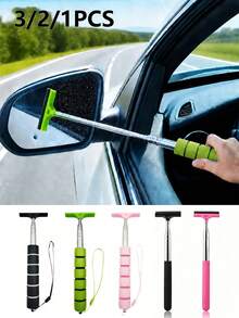 3/2/1pc Retractable Car Rearview Mirror Squeegee, Rearview Mirror Wiper With Telescopic Pole, Portable Window Cleaner, Suitable For Car Interior, Home, Office And More, Multiple Styles Available, Essential Gift For Drivers - A - View 2