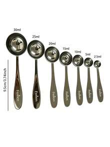 7-Piece Kitchen Baking Stainless Steel Measuring Spoon, Sugar Syrup Measuring Spoon, Sugar Powder Measuring Spoon, Cooking Utensils, Coffee Precise Measuring Spoon - Silver - View 2