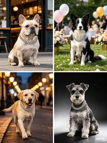 Pet Cuban Chain Collar, Eye-Catching Fashion Design, Suitable For Small, Medium, And Large Dogs, Cool Pet Halloween Christmas Party Cosplay Collar, Perfect Birthday And Holiday Gift For Pet Lovers - Silver - View 8