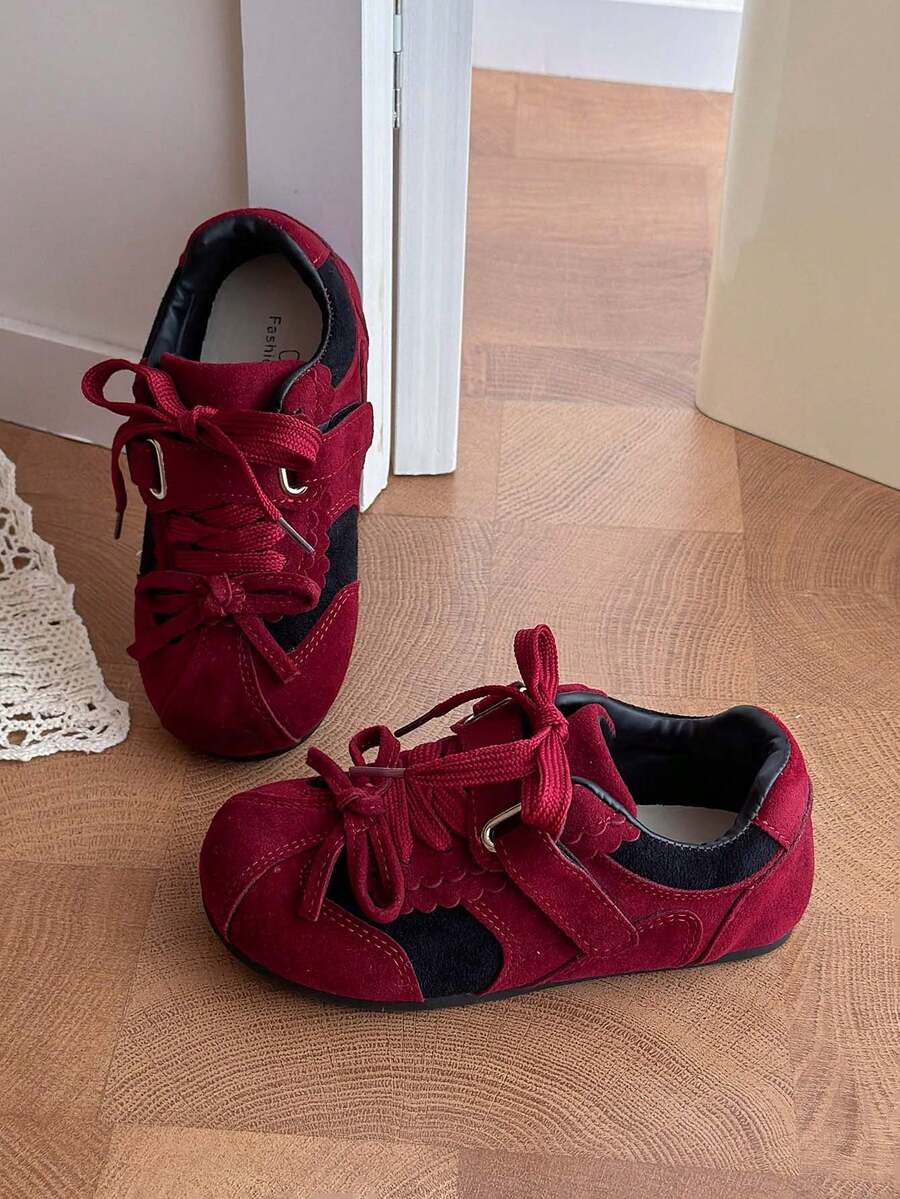 1 Pair Unisex Kids Breathable Soft Sole Anti-Slip Training Shoes, Versatile Fashion Outdoor Casual Sneakers, British Style, Suitable For Spring, Summer, Autumn, Winter, All Seasons Wear