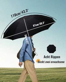 Compact, Windproof Travel Umbrella (Black), Automatically Folding, Handy Umbrella, Suitable For Men And Women, Robust And Durable, Ideal For Travel, Commuting And Outdoor Activities. - Black - View 3