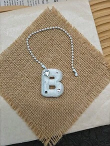 You Can Make Your Own White Diamond Letter Car Rearview Mirror Hanger. It Features A Silver Bead Chain Design, With An Elegant Shiny Cream Texture. It Can Be Easily Hung On The Car's Rearview Mirror And Is A Charming Interior Decoration For Your Car. - Letter Pendant - View 16