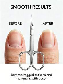 1pc.Precision Stainless Steel Cuticle Scissors - Ultra-Sharp Curved Tip Beauty Tool For Professional Manicure And Hangnail Care - A - View 2