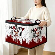 Thickened Storage Bag, Foldable Clothing & Bedding Storage Bag, Dorm Essentials, Suitable For Blankets, Bedding, Wardrobe, Under Bed And Dorm Storage, Ideal For Moving, Laundry And Space-Saving Room Organization, Christmas Edition Premium Digital Printed Pattern - Multi-color - View 1