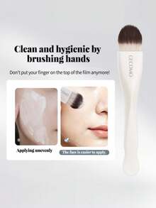 2pcs Dual-Ended Tongue-Shaped 2-In-1 Face Mask Brush, Soft Bristles Non-Absorbent, Mud Mask Foundation Liquid Multi-Function Makeup Brush, Multi-Purpose Brush - Multicolor - View 4