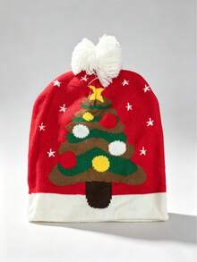 1pc Christmas Knitted Beanie, Warm Versatile Casual Winter Hat, Suitable For Outdoor, Streetwear And Travel - Red - View 10