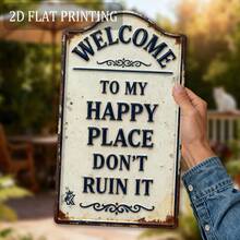 2D復古「Welcome To My Happy Place」木製裝飾牌，適用於庭院牆面、圍欄、車庫、室內牆面裝飾，絕佳禮物，無需用電 - TM33 - 查看 10