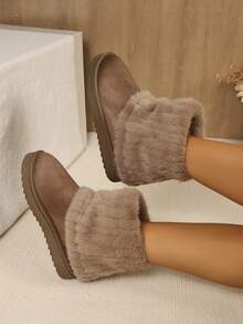 QRLQHY Women's Ankle Boots Autumn/Winter Thick Sole Thermal Lined Warm British Style Motorcycle Boots - Coffee Brown - View 4
