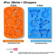 4pcs Insects/Flower Appearance Silicone Mold/Dropper Set,Butterfly Flower Shaped Ladybug Design,Handmade Soap Mold,Candle Mold,Aromatherapy Plaster Mold,Epoxy Resin Mold,Very Suitable For Christmas/New Year Parties,Holiday DIY Crafts Gift,Home Decor - A - View 9