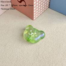 Solid Color Dripping Oil Smiling Face Acrylic Bear Head Pendant DIY Handmade Keychain Bag Hanging Accessories Gift Matching - Multicolor - View 23