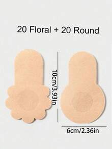 (40/20/10pcs) Bantalan Pengangkat Payudara Tak Terlihat untuk Payudara Besar & Ukuran Plus, Penutup Puting Seksi Anti-Silau, Penutup Lembut, Puting Tidak Terlihat Tembus Pandang - Krem - View 10