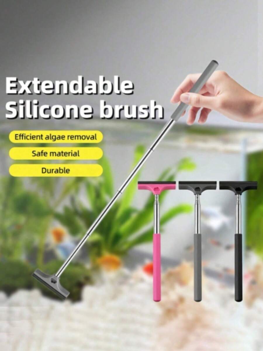 Fish Tank Cleaning Brush With Extended Handle, Soft Brush Head For Algae Removal, Lightweight And Durable Aquarium Glass Cleaner, Aquarium Accessories, Fish Tank Decorations, Artificial Plants, Aquarium Landscape Decorations