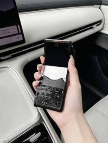 1PC Fashion Shiny Car Armrest Box Card ID Coin Storage Box Multifunctional Luxury Women's Cigarette Case - Multicolor - View 5