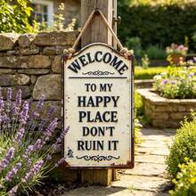 2D復古「Welcome To My Happy Place」木製裝飾牌，適用於庭院牆面、圍欄、車庫、室內牆面裝飾，絕佳禮物，無需用電 - TM33 - 查看 11
