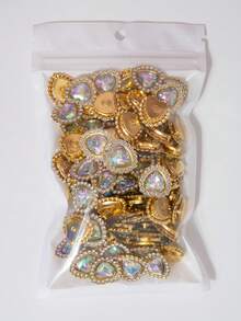 20/35/60/95pcs/Bag Mixed Color, Solid Color Heart-Shaped Rhinestone Decor With Gold Base, Suitable For Phone Cases, Bags, Shoes, Clothing Accessories And Jewelry Making DIY Crafts, Multiple Colors Available - Heart-shaped Diamond - View 75