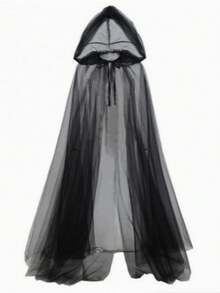 1pc Halloween Hooded Mesh Cape, Vampire Bride Witch Grim Reaper Cosplay Long Cloak - Multicolor - View 4
