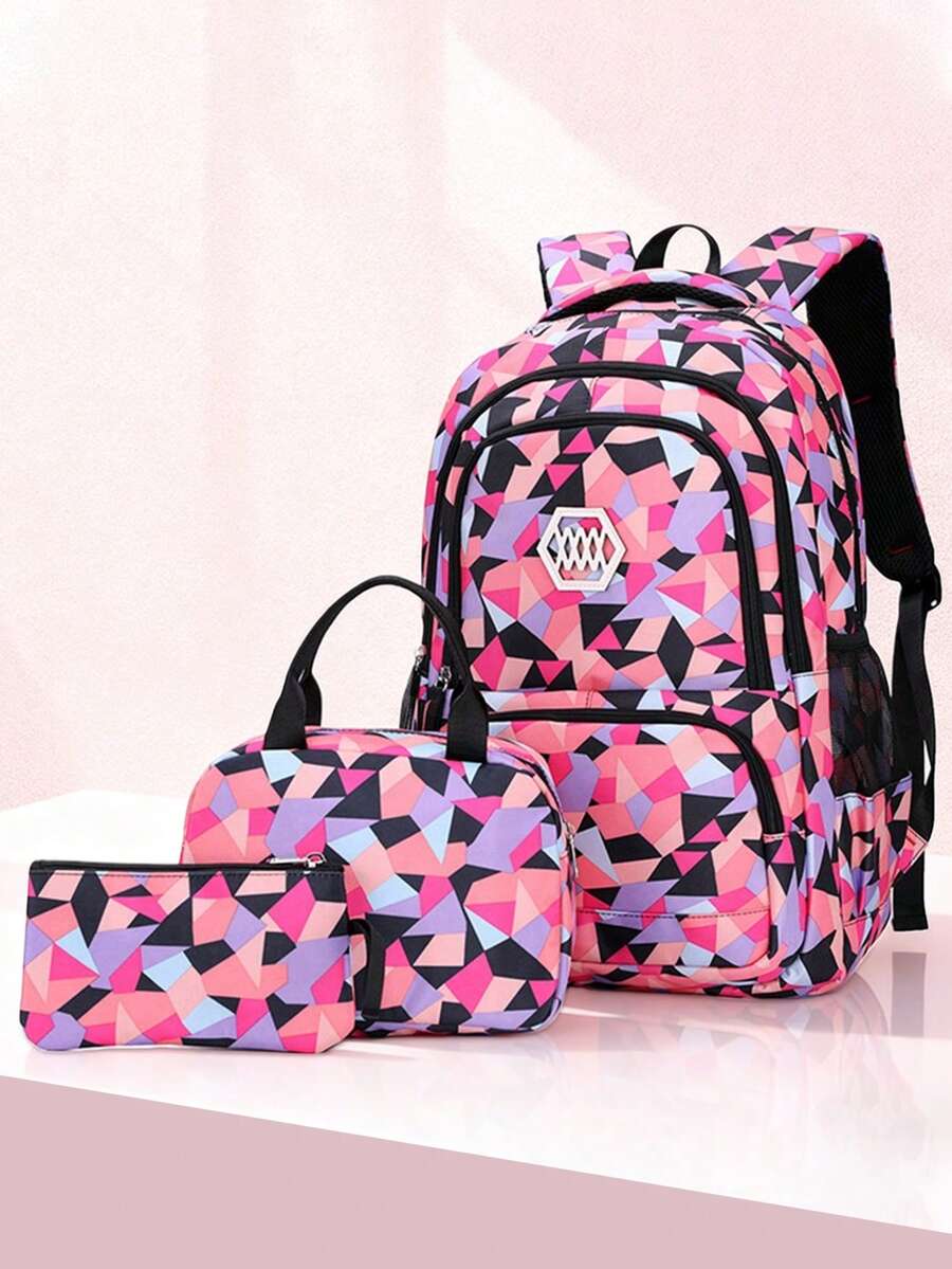 1 Set Plaid Print Backpack, Large Capacity Multi-Compartment Design, Dual Zipper Closure, Suitable For Daily Use And Travel