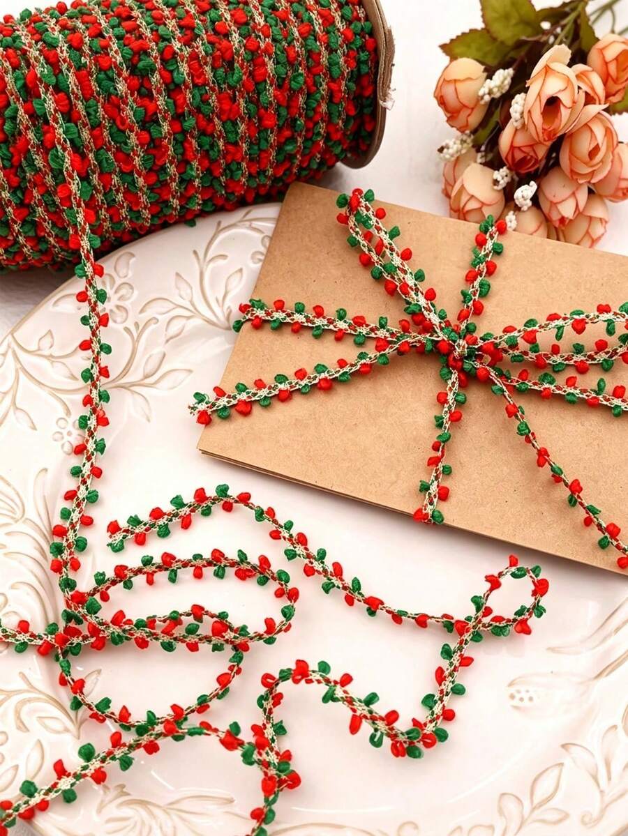 Red & Green Ribbon, 9m DIY Christmas Ribbon Rope, Christmas Decrations, Christmas Decor Home For Gift Wrapping, Crochet, Lace Making, Christmas Home Holiday Craft Projects
