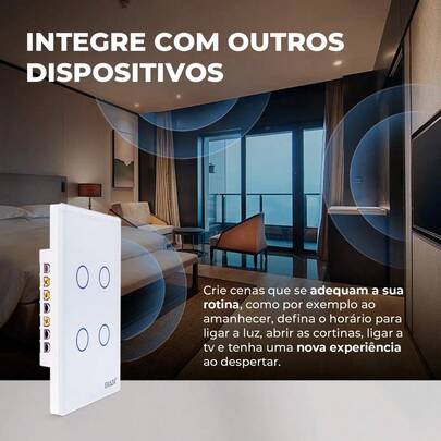 Interruptor Wifi Smart Touch Ekaza 3 Botoes Vidro